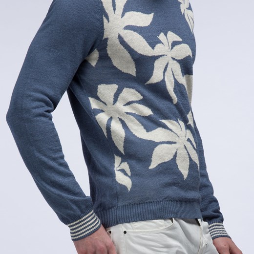 Morato Knitwear - Linen mix crewneck sweater with foliage motif morato-it niebieski 