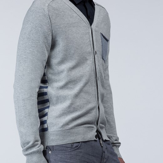 Morato Knitwear - Jersey cardigan with striped accents morato-it szary kardigan