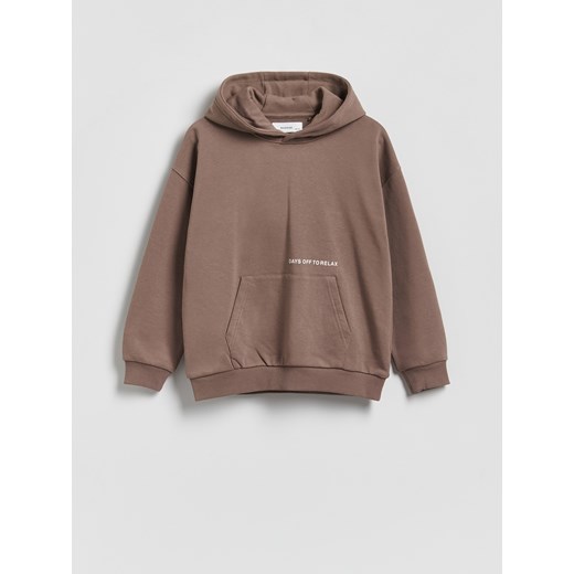 Reserved - Bawełniana bluza oversize - brązowy ze sklepu Reserved w kategorii Bluzy chłopięce - zdjęcie 189062427