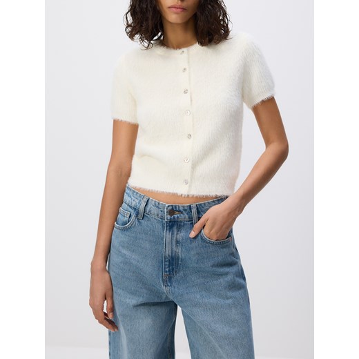 Reserved - Kardigan z krótkim rękawem - złamana biel ze sklepu Reserved w kategorii Swetry damskie - zdjęcie 189062525