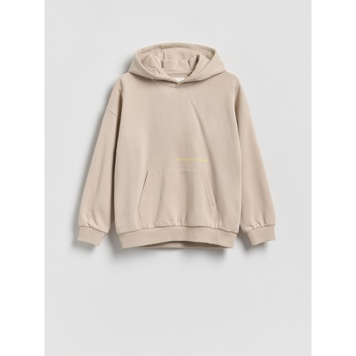 Reserved - Bawełniana bluza oversize - kremowy ze sklepu Reserved w kategorii Bluzy chłopięce - zdjęcie 189064646