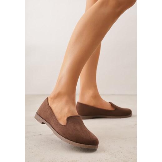 Brązowe Balerinki w Stylu Mokasynów Semirae ze sklepu born2be.pl w kategorii Mokasyny damskie - zdjęcie 189064799