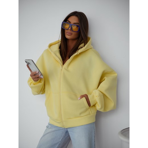 BLUZA Z KAPTUREM OVERSIZE- ŻÓŁTA ze sklepu olika.com.pl w kategorii Bluzy damskie - zdjęcie 189067079