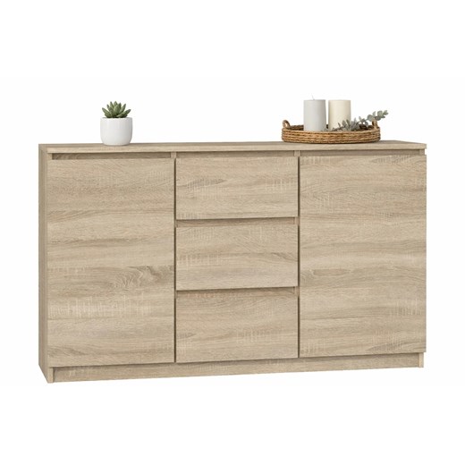 Z drzwiczkami komoda i szufladami sonoma dąb 120 cm D1-P69 ze sklepu Edinos.pl w kategorii Komody - zdjęcie 189071046