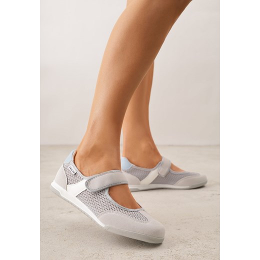 Szare Tenisówki w Stylu Balerinek z Napisem Emitanela ze sklepu born2be.pl w kategorii Balerinki - zdjęcie 189080255