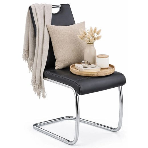 Czarne metalowe tapicerowane krzesło na płozach M3-G59 ze sklepu Edinos.pl w kategorii Krzesła - zdjęcie 189085855