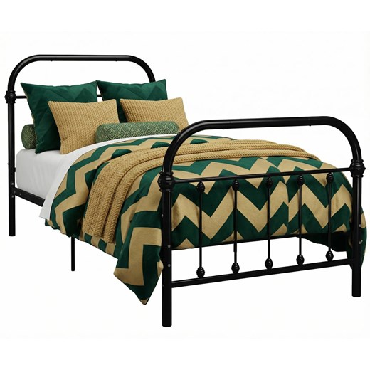 Czarne metalowe łóżko industrialne 90x200 cm R6-Z34 ze sklepu Edinos.pl w kategorii Łóżka i materace - zdjęcie 189085865