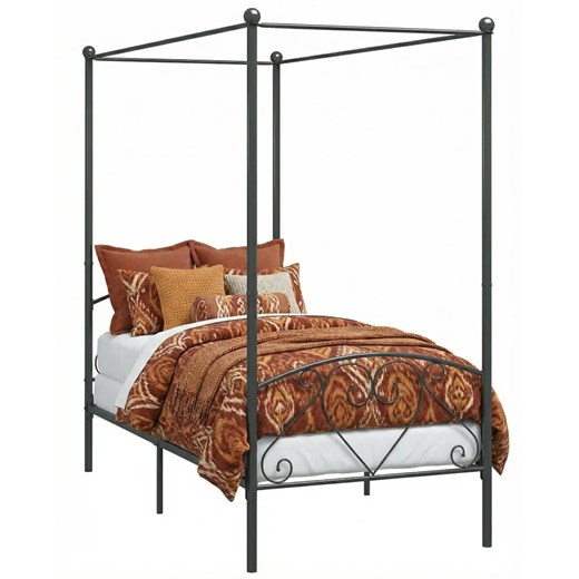 Szare metalowe łóżko rustykalne z baldachimem 120x200 cm S9-D99 ze sklepu Edinos.pl w kategorii Łóżka i materace - zdjęcie 189085876