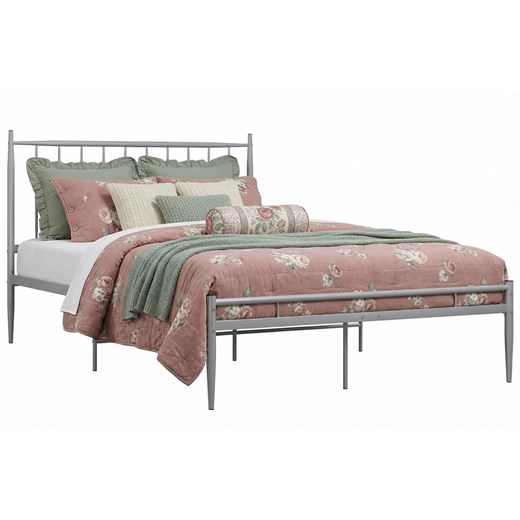 Szare metalowe łóżko z zagłówkiem 140x200 Z7-K25 ze sklepu Edinos.pl w kategorii Łóżka i materace - zdjęcie 189085878