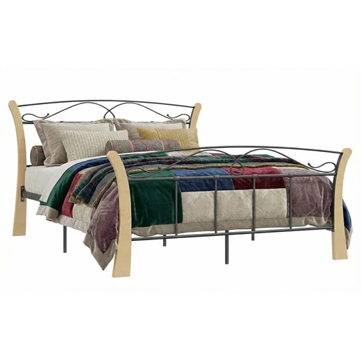 Czarne metalowe łóżko rustykalne 180x200 cm - Bover ze sklepu Edinos.pl w kategorii Łóżka i materace - zdjęcie 189085897