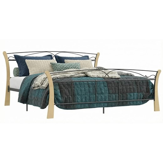 Czarne metalowe łóżko vintage 200x200 cm W9-D64 ze sklepu Edinos.pl w kategorii Łóżka i materace - zdjęcie 189085898