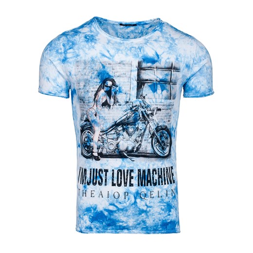 T-shirt męski JACK DAVIS 159 niebieski - GRANATOWY || NIEBIESKI denley-pl niebieski T-shirty męskie z krótkim rękawem