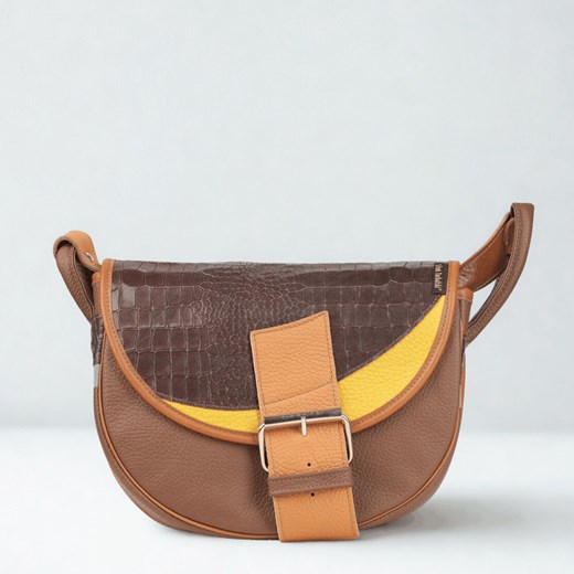 brązowo żółta damska torebka listonoszka skórzana na ramię Freshman M ze sklepu Słoń Torbalski w kategorii Listonoszki - zdjęcie 189102849