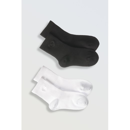 Biało-czarny zestaw skarpet z ozdobnym haftem 2-PAK, Rozmiar -  31, Kolor - Multikolor ze sklepu REPORTER w kategorii Skarpetki dziecięce - zdjęcie 189106315