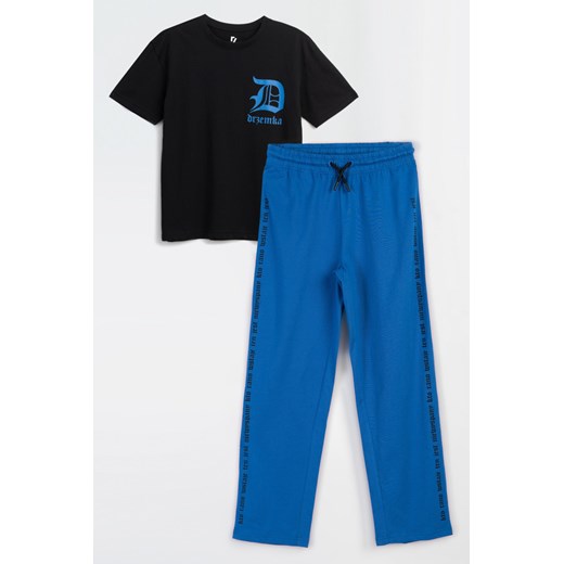 Niebiesko-czarna bawełniana piżama z nadrukami, Rozmiar - 140, Kolor - Multikolor ze sklepu REPORTER w kategorii Piżamy dziecięce - zdjęcie 189107137