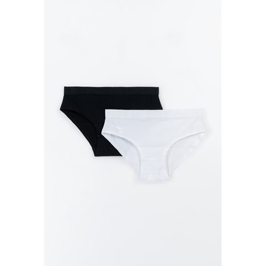 Bawełniane majtki z ozdobną gumą 2 PAK, Rozmiar - 140, Kolor - Czarny ze sklepu REPORTER w kategorii Majtki dziecięce - zdjęcie 189107517