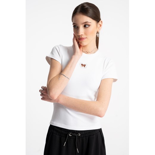 Biała bluzka SLIM z ozdobną aplikacją z przodu, Rozmiar - 140, Kolor - Biały ze sklepu REPORTER w kategorii Bluzki dziewczęce - zdjęcie 189108086