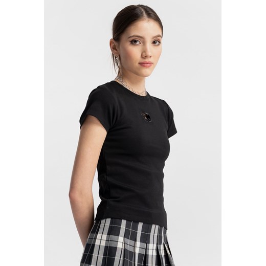 Czarna bluzka SLIM z ozdobną aplikacją z przodu, Rozmiar - 140, Kolor - Czarny ze sklepu REPORTER w kategorii Bluzki dziewczęce - zdjęcie 189108295