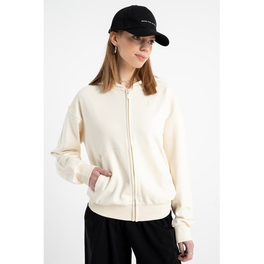 Kremowa bluza REGULAR z kapturem z minimalistycznym nadrukiem, Rozmiar - 140, Kolor - Kremowy ze sklepu REPORTER w kategorii Bluzy dziewczęce - zdjęcie 189108676