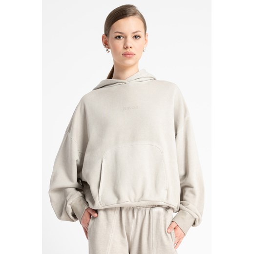 Beżowa bluza BOXY z efektem sprania z kapturem, Rozmiar - 146, Kolor - Beżowy ze sklepu REPORTER w kategorii Bluzy dziewczęce - zdjęcie 189109248
