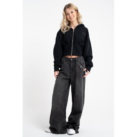Czarne spodnie jeansowe WIDE LEG, Rozmiar - 170, Kolor - Czarny ze sklepu REPORTER w kategorii Spodnie dziewczęce - zdjęcie 189109839
