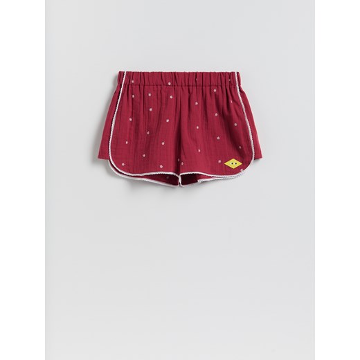 Reserved - Bawełniane szorty z haftem - czerwony Reserved M Reserved
