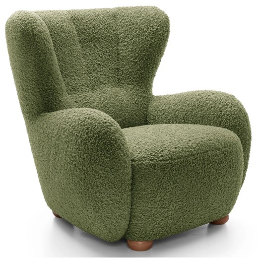 Zielony fotel uszak baranek oliwkowy T7-M08 ze sklepu Edinos.pl w kategorii Fotele - zdjęcie 189123256