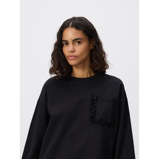 Reserved - Longsleeve z kieszonką - czarny ze sklepu Reserved w kategorii Bluzki damskie - zdjęcie 189137038