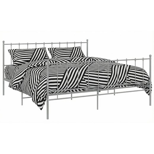 Szare metalowe łóżko z zagłówkiem 180x200 cm C8-G95 ze sklepu Edinos.pl w kategorii Łóżka i materace - zdjęcie 189172569