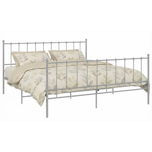 Szare metalowe łóżko z zagłówkiem 140x200 cm - Laxi ze sklepu Edinos.pl w kategorii Łóżka i materace - zdjęcie 189172606