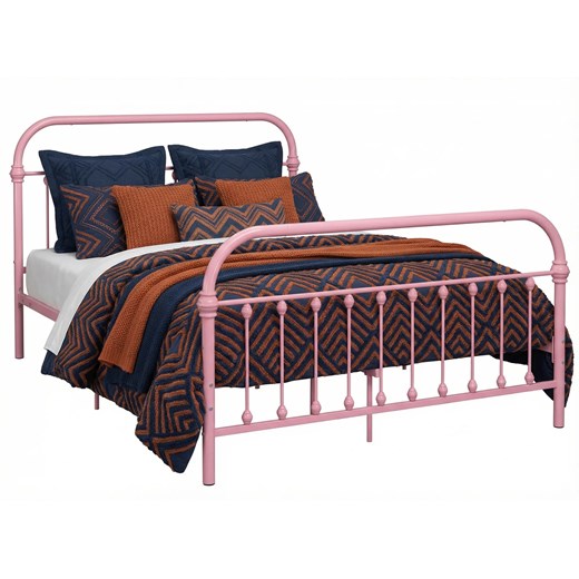 Różowe metalowe łóżko 160x200 cm N9-E89 ze sklepu Edinos.pl w kategorii Łóżka i materace - zdjęcie 189172635