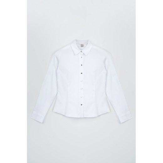 Biała gładka koszula z długim rękawem, Rozmiar - 146, Kolor - Biały ze sklepu REPORTER w kategorii Koszule dziewczęce - zdjęcie 189208546