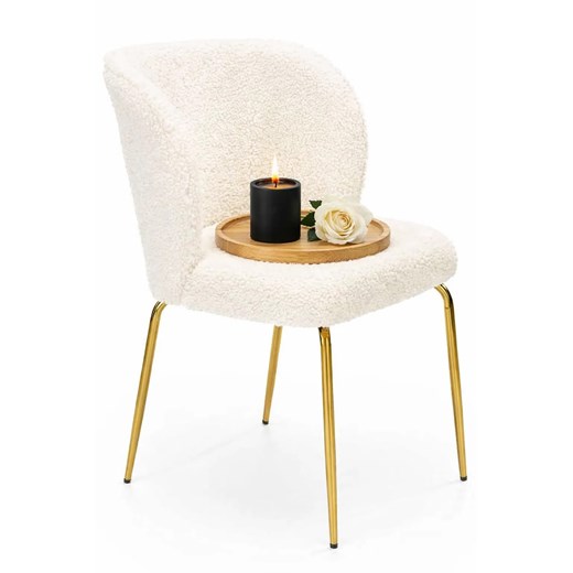 Kremowe krzesło tapicerowane tkaniną boucle A3-K63 ze sklepu Edinos.pl w kategorii Krzesła - zdjęcie 189217699