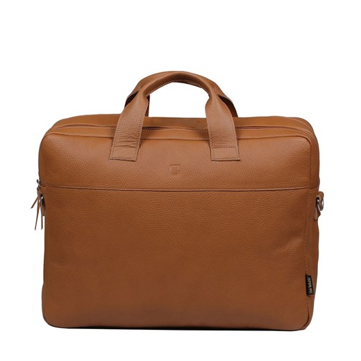 brązowa torba skórzana  na ramię i do ręki King ze sklepu Słoń Torbalski w kategorii Torby na laptopa - zdjęcie 189219235