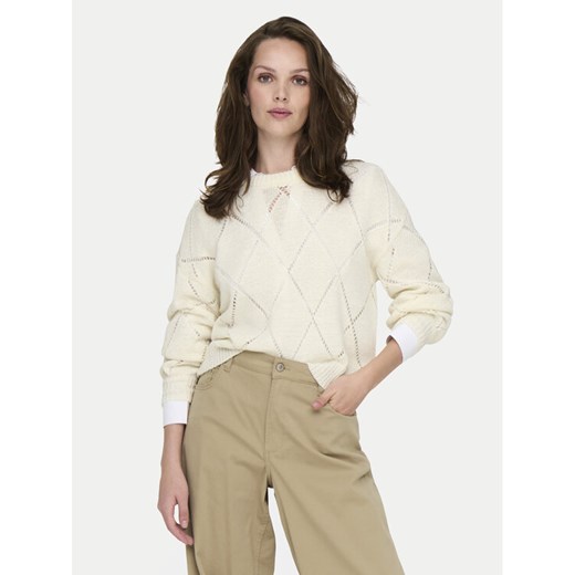 ONLY Sweter Geena 15339575 Écru Relaxed Fit ze sklepu MODIVO w kategorii Swetry damskie - zdjęcie 189231075