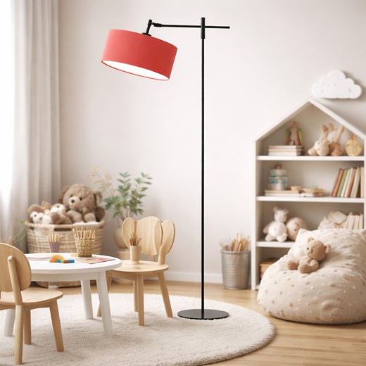 Nowoczesna lampa podłogowa regulowana z wysięgnikiem MELTON z czerwonym abażurem 30 cm ze sklepu Lysne w kategorii Lampy podłogowe - zdjęcie 189238519