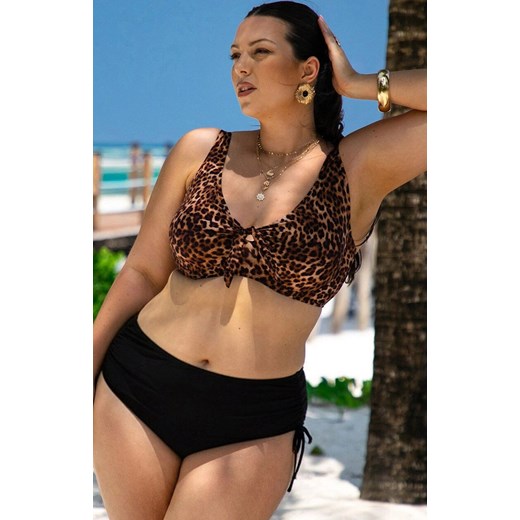 Dwuczęściowy strój kąpielowy plus size 615/46, Kolor czarny-panterka, Rozmiar XL, Primo ze sklepu Intymna w kategorii Stroje kąpielowe - zdjęcie 189241738