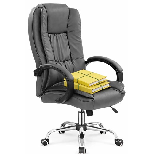 Szary Fotel Skórzany Obrotowy B3-R14 ze sklepu Edinos.pl w kategorii Krzesła biurowe - zdjęcie 189264856