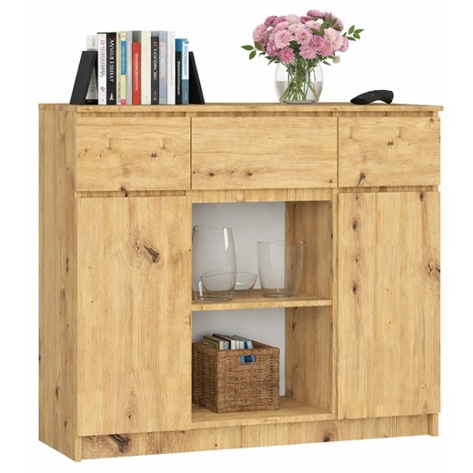 Komoda minimalistyczna do salonu dąb artisan M6-R01 ze sklepu Edinos.pl w kategorii Komody - zdjęcie 189264887