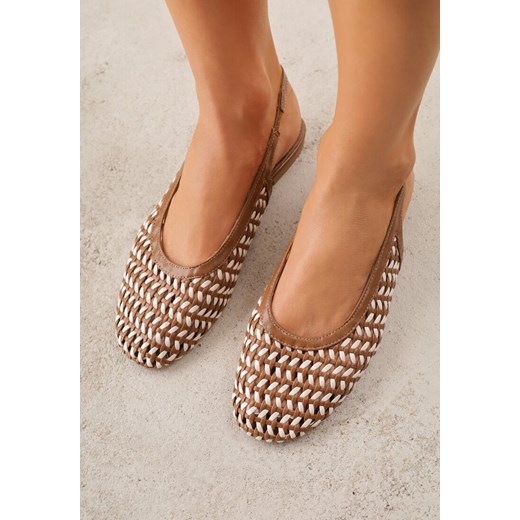 Brązowe Plecione Sandały Typu Slingback Ellariell ze sklepu renee.pl w kategorii Balerinki - zdjęcie 189270018