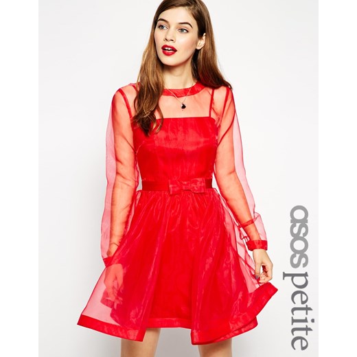 ASOS PETITE Dolly Bow Prom Dress - Red