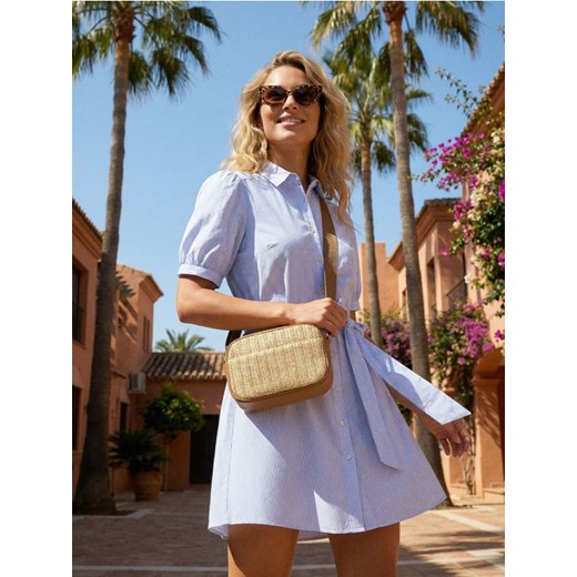 Sinsay - Bawełniana sukienka mini w paski - wielobarwny Sinsay XL wyprzedaż Sinsay