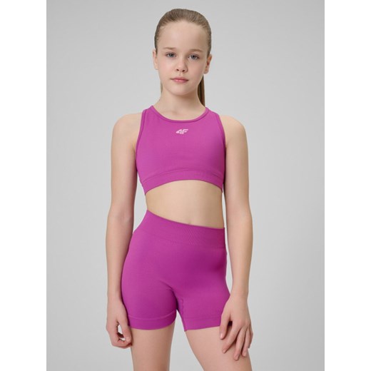 Dziewczęcy biustonosz treningowy 4F 4FJRSS26USBAF280 - różowy ze sklepu Sportstylestory.com w kategorii Bielizna dziecięca - zdjęcie 189273918