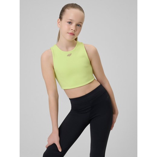 Dziewczęcy biustonosz treningowy 4F 4FJRSS26USBAF285 - zielony ze sklepu Sportstylestory.com w kategorii Bielizna dziecięca - zdjęcie 189273927