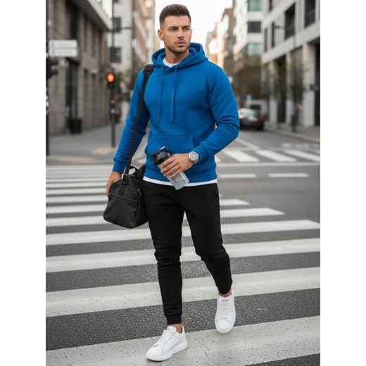 Dres męski niebiesko-czarny Dstreet AX0645 ze sklepu DSTREET.PL w kategorii Dresy męskie - zdjęcie 189276728