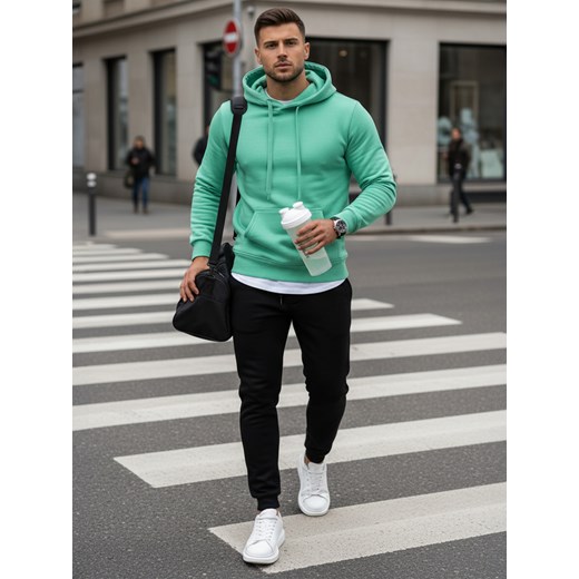 Dres męski miętowo-czarny Dstreet AX0642 ze sklepu DSTREET.PL w kategorii Dresy męskie - zdjęcie 189276757