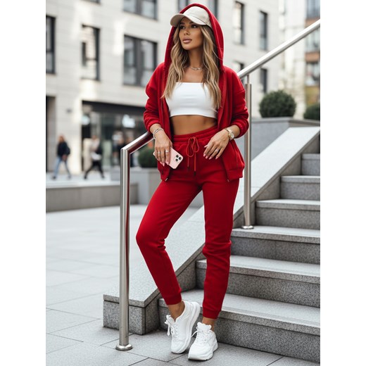 Komplet dresowy damski AMILIA PREMIUM czerwony Dstreet AY0742 ze sklepu DSTREET.PL w kategorii Dresy damskie - zdjęcie 189276777