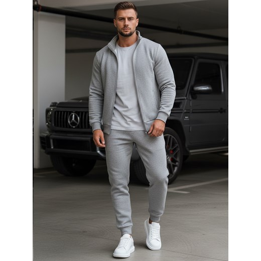 Dres męski jasnoszary Dstreet AX0732 ze sklepu DSTREET.PL w kategorii Dresy męskie - zdjęcie 189276788