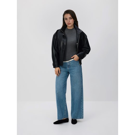 Reserved - T-shirt z wiskozą - ciemnoszary ze sklepu Reserved w kategorii Bluzki damskie - zdjęcie 189276995