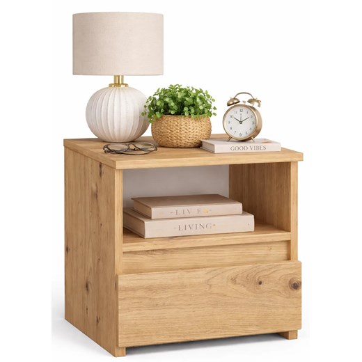 Stojąca szafka nocna z szufladą dąb artisan E5-E46 ze sklepu Edinos.pl w kategorii Stoliki i szafki nocne - zdjęcie 189278287
